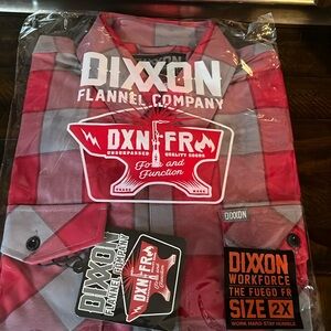 NWT DiXXON Red and Gray Fire Resistant-
 Button Down Flannel shirt XXL